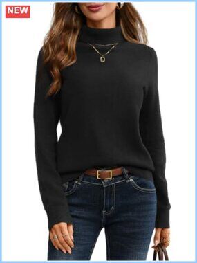 Women's 100% Wool Turtleneck Sweater Long Sleeve Pullover